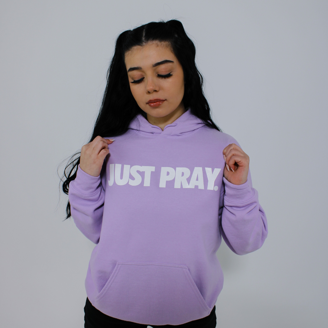 CLASSIC "JUST PRAY" HOODIE (VIOLET/WHITE)