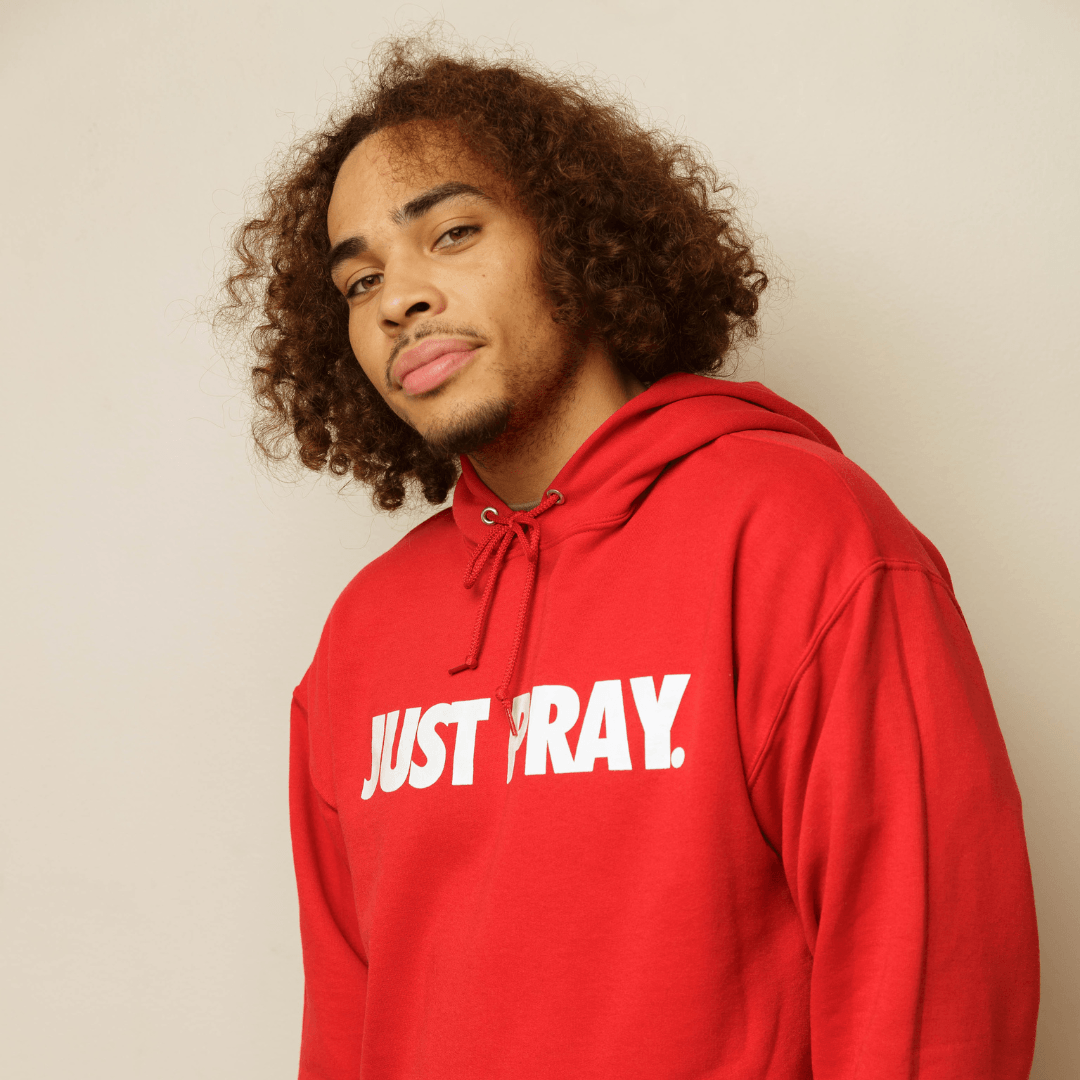 CLASSIC "JUST PRAY" HOODIE (RED/WHITE) - Just Pray Brand