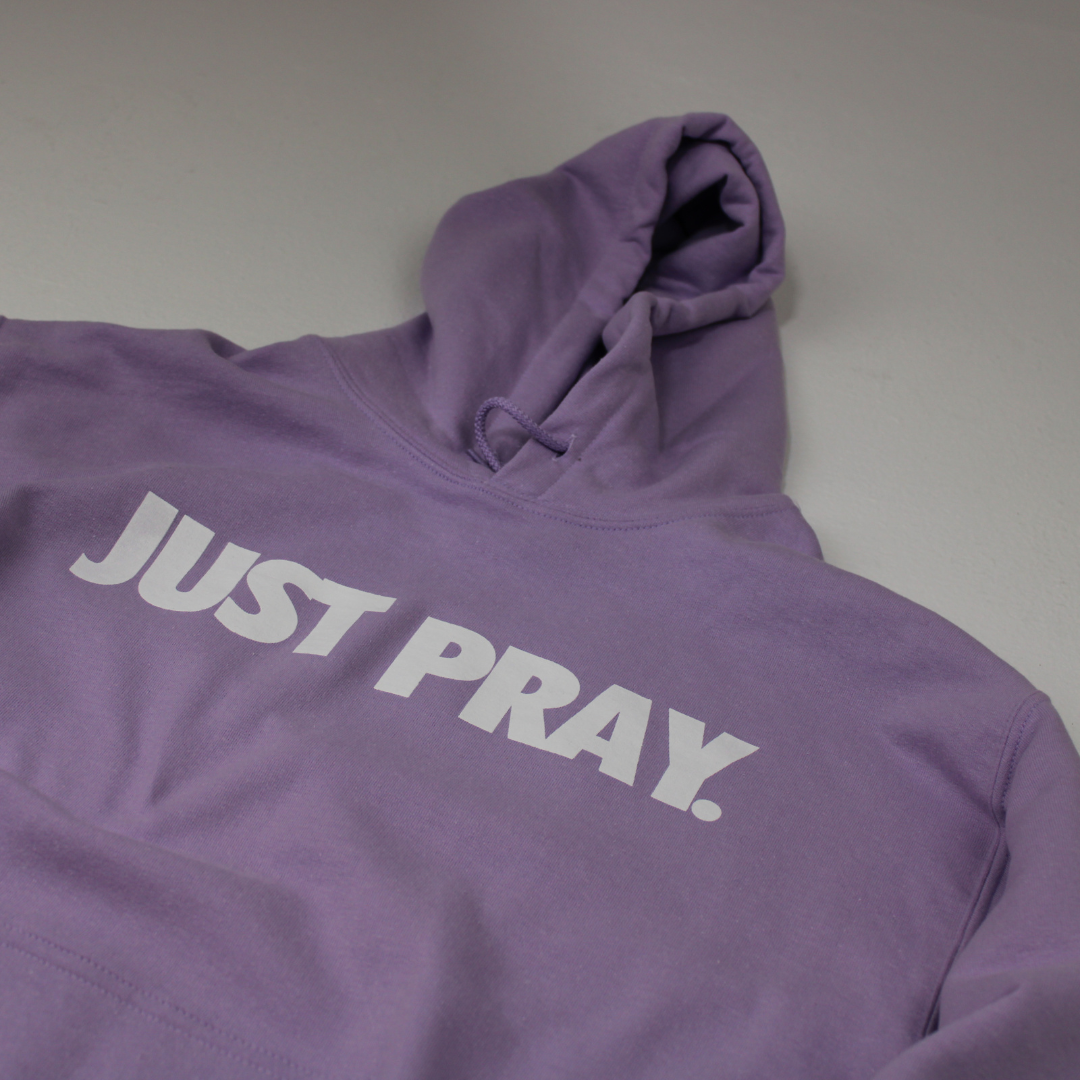 CLASSIC "JUST PRAY" HOODIE (VIOLET/WHITE)