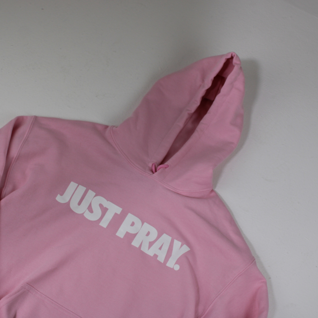 CLASSIC "JUST PRAY" HOODIE (PINK/WHITE)