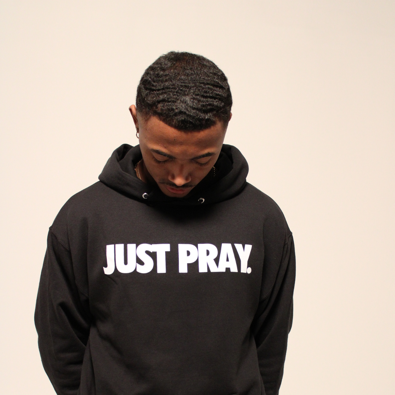 CLASSIC "JUST PRAY" HOODIE (BLACK/WHITE)