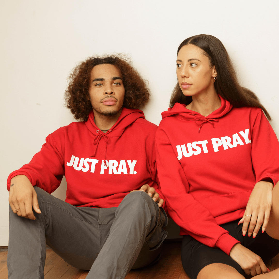 CLASSIC "JUST PRAY" HOODIE (RED/WHITE) - Just Pray Brand
