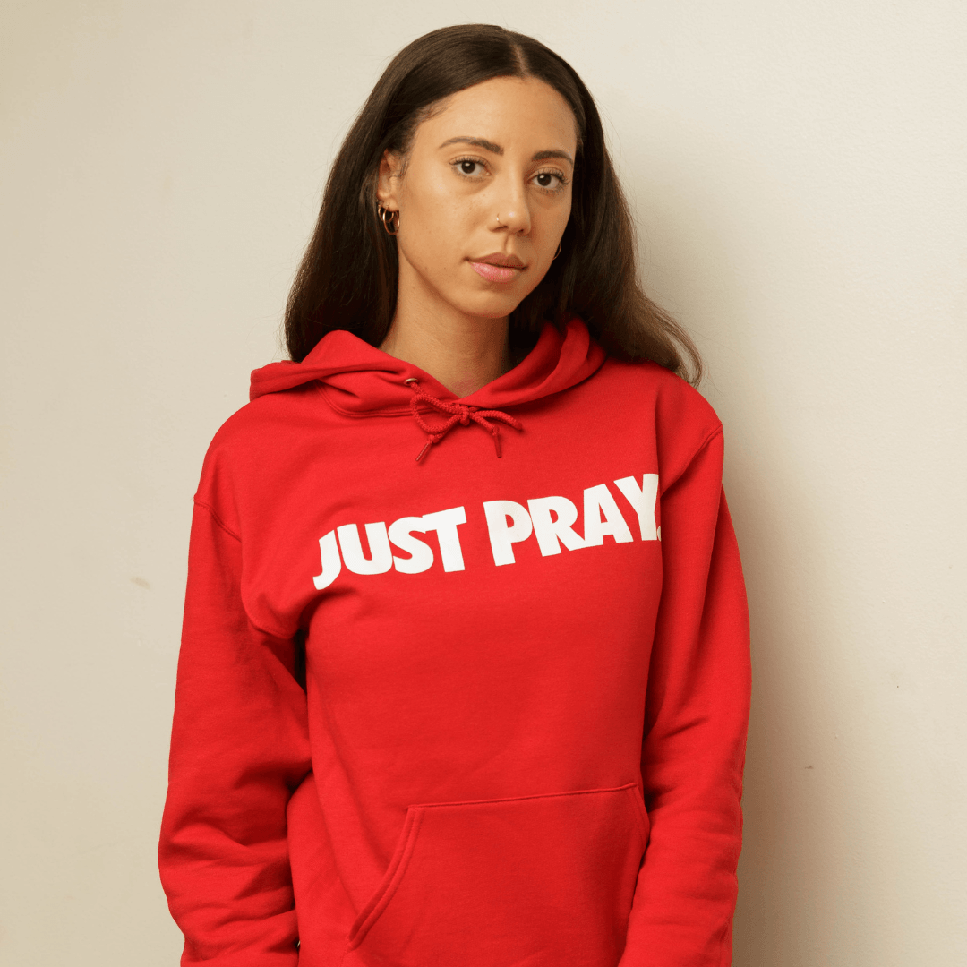 CLASSIC "JUST PRAY" HOODIE (RED/WHITE) - Just Pray Brand