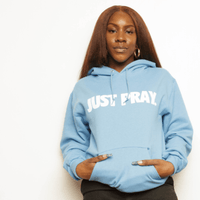 CLASSIC "JUST PRAY" HOODIE (CAROLINA BLUE/WHITE) - Just Pray Brand