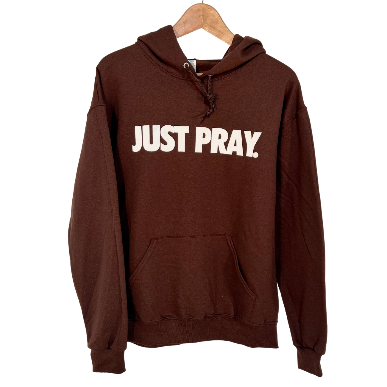 CLASSIC "JUST PRAY" HOODIE (CHOCOLATE/WHITE)