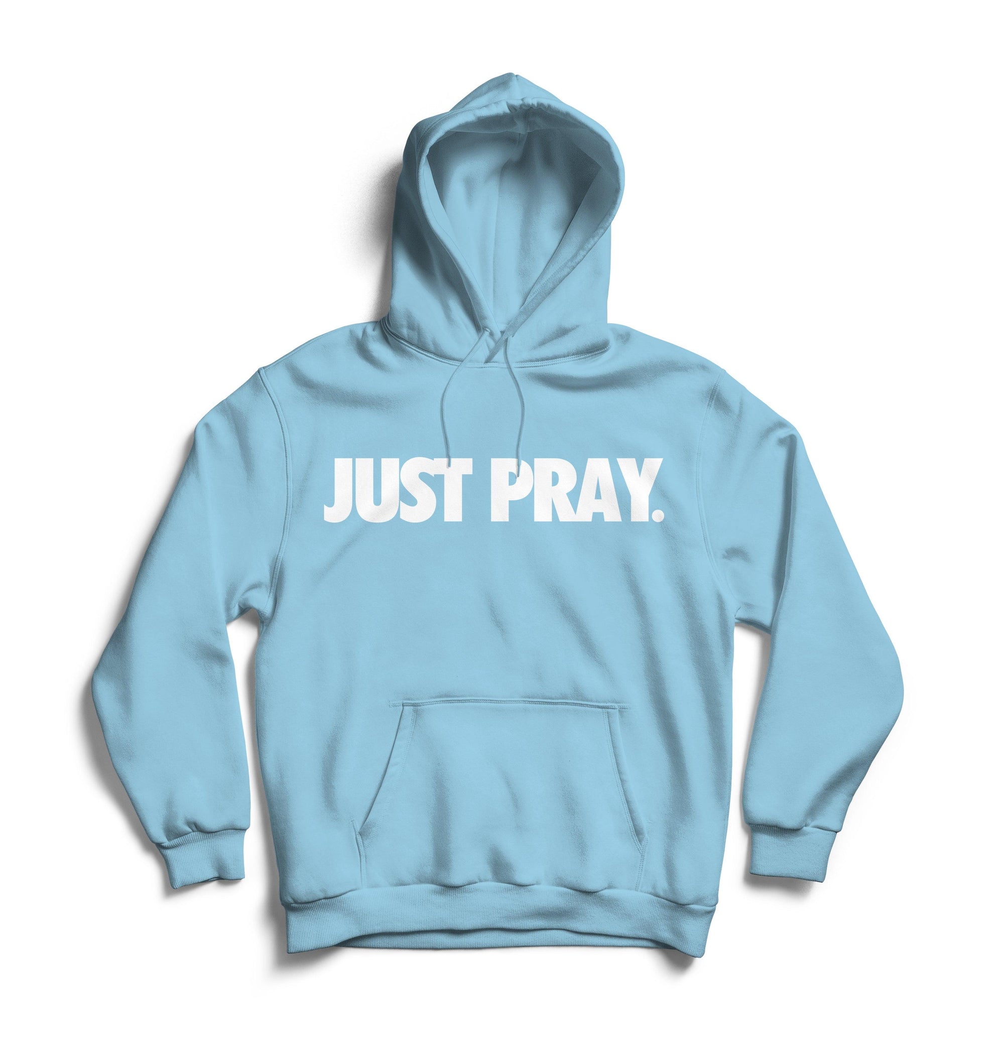 CLASSIC "JUST PRAY" HOODIE (CAROLINA BLUE/WHITE) - Just Pray Brand 