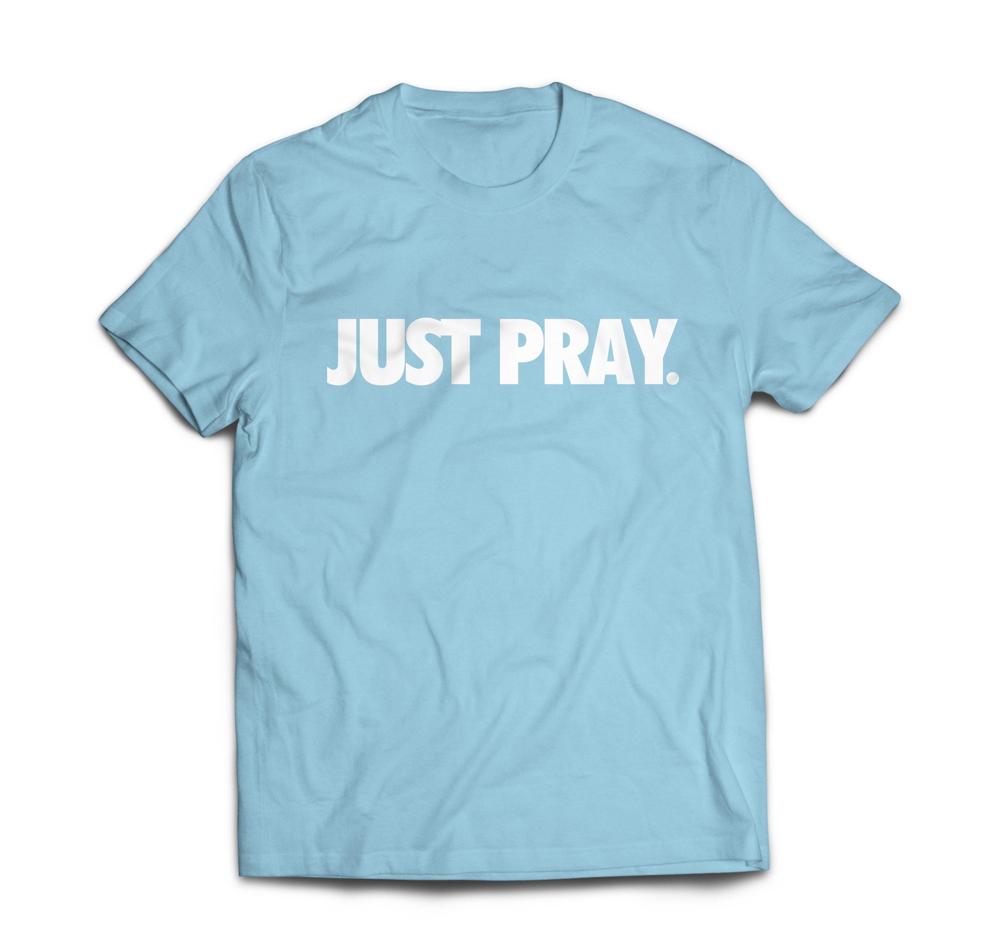 CLASSIC "JUST PRAY" TEE (CAROLINA BLUE/WHITE) - Just Pray Brand 