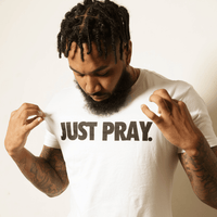 CLASSIC "JUST PRAY" TEE (WHITE/BLACK) - Just Pray Brand 