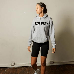 CLASSIC "JUST PRAY" HOODIE (SPORTS GREY/BLACK) - Just Pray Brand 